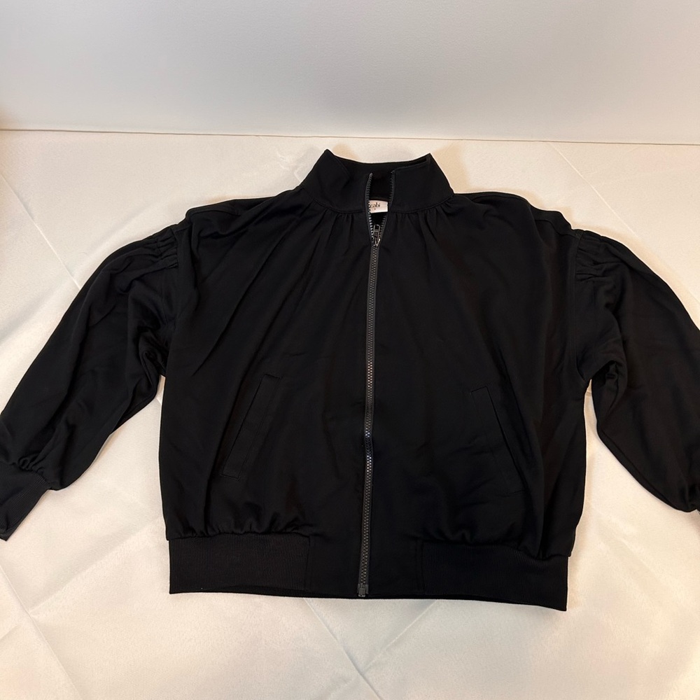 CAbi Black High-Collar Balloon Puff Sleeve Full Zip Jacket Women’s Size Small - Picture 2 of 9